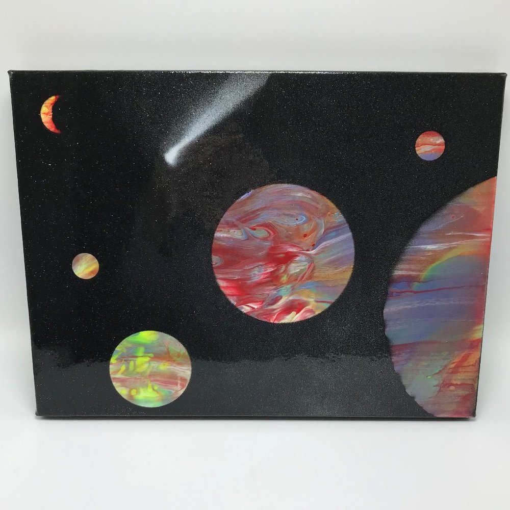 NWOT Galaxy Fluid Art Acrylic Painting on Canvas